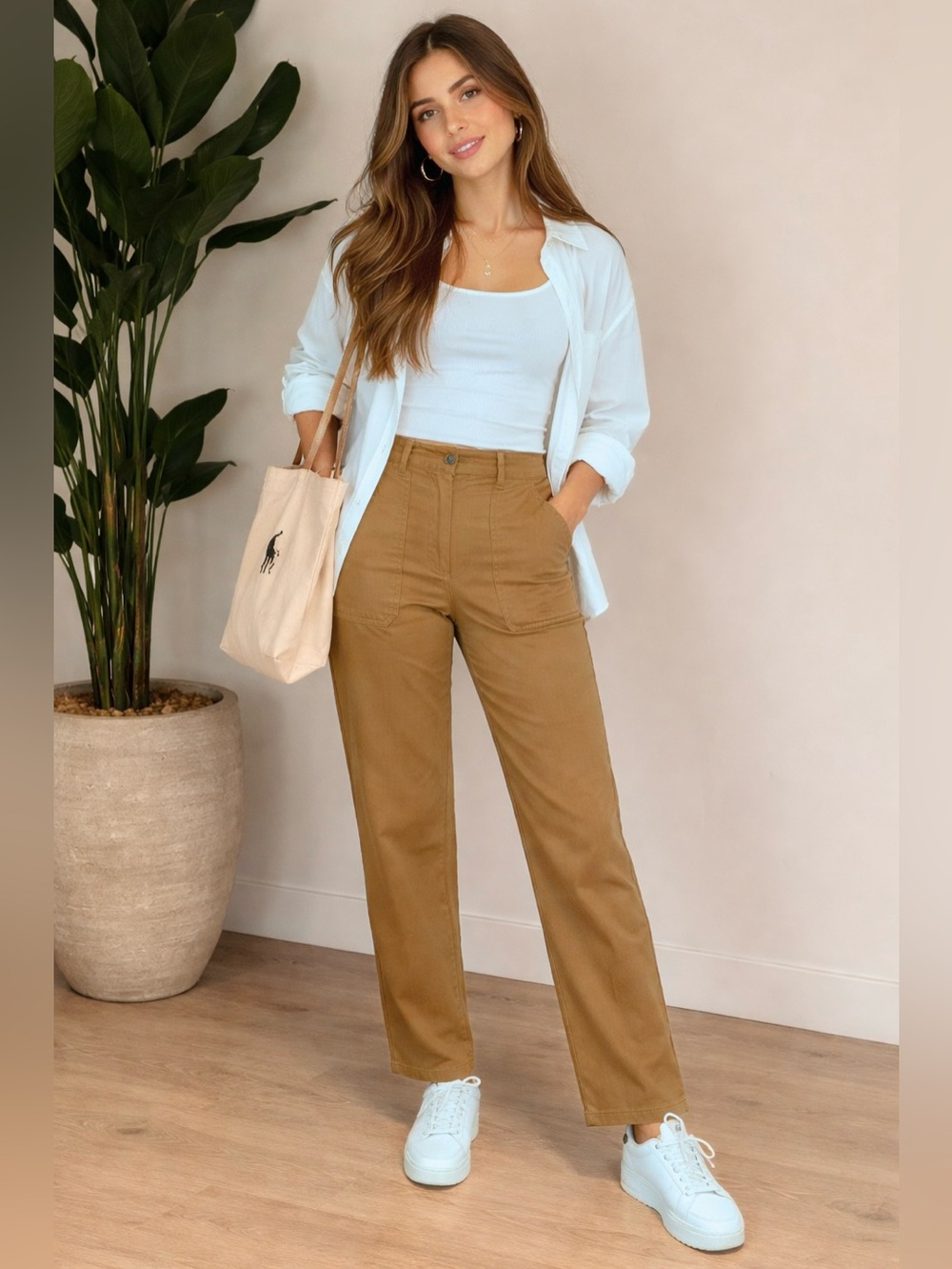 Lauren Ralph Lauren 100% Cotton Straight Leg Ankle Pants Women’s Size 8 Tan